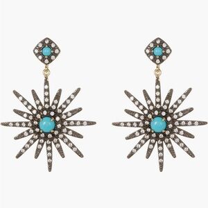 + ADORNIA + 14k Gold Turquoise & Swarovski Crystal Starburst Earrings
